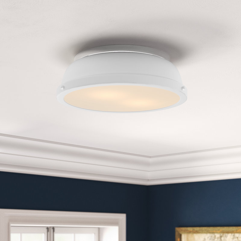 Calico Steel Flush Mount, Matte White, Chrome