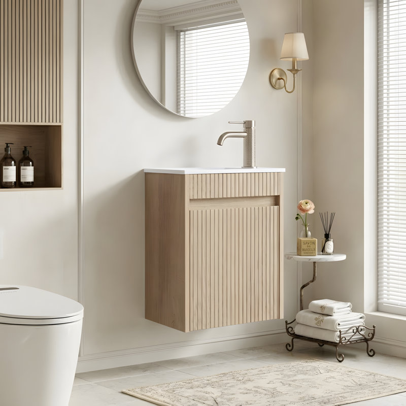 Meuble-lavabo de 16 po avec lavabo en résine et portes à fermeture douce