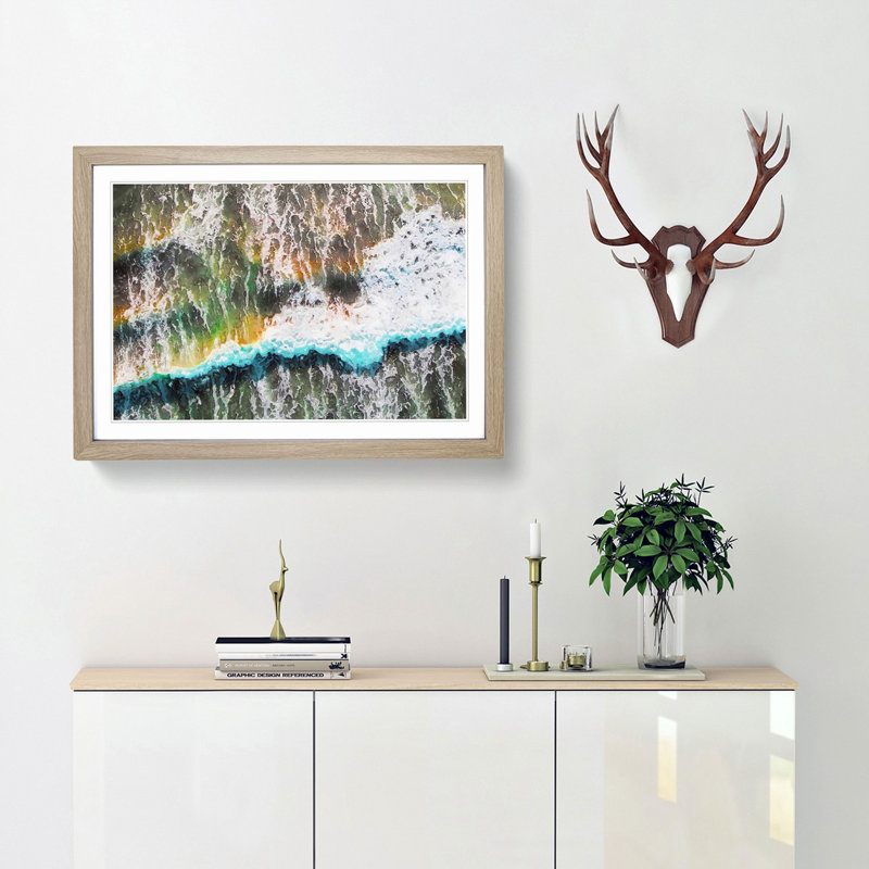 Heartbeat of the Pacific Ocean - Picture Frame Graphic Art Print, 48cm H x 65cm W x 2cm D, Oak Framed