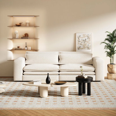 93" King Size Sleeper Sofa Bed, Pull Out Sofa Bed, 3 In 1 Convertible Sleeper Sofa, Chaise Lounge,3 Seat Teddy Couch With 2 Lumbar Pillows For Living