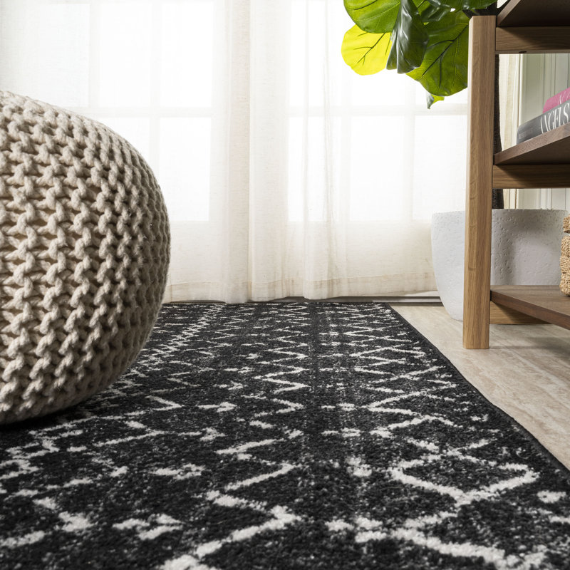 Tapis noir / ivoire Kateshia, Rectangle de 5 pi x 8 pi