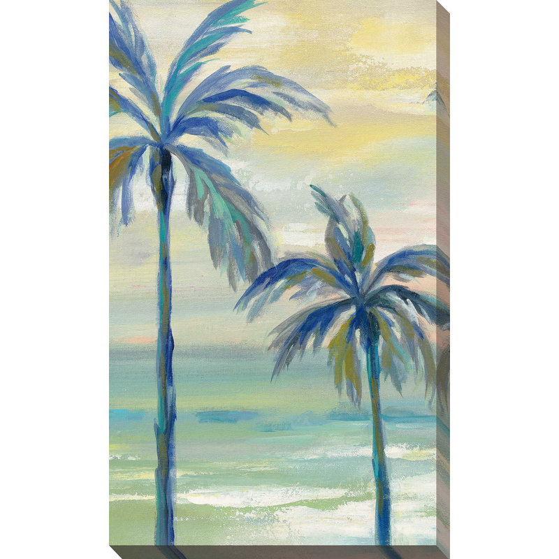 «Marine Layer Palms III», reproduction de peinture acrylique sur toile, H 30 po x l 18 po x P 1 po, Toile tendue