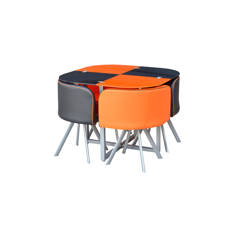 Rowlands 4 - Person Dining Set, Orange/Black