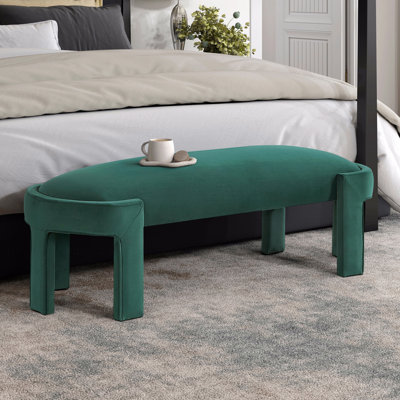 Élégant banc rembourré en tissu de velours avec revêtement en mousse et siège rembourré, siège 1 pièce
