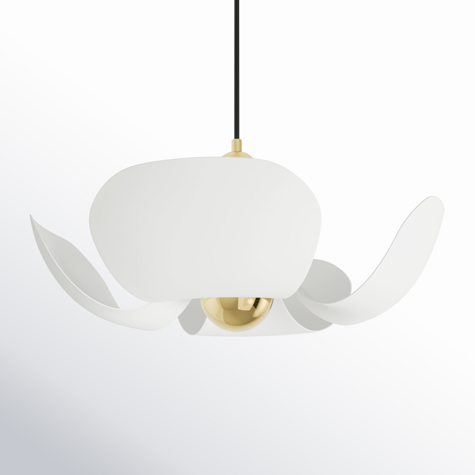 Miruna Single Light Dimmable Pendant, Satin Brass/White