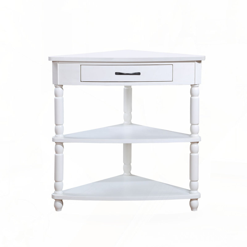 Console d'angle triangulaire à 3 niveaux, Blanc laiteux