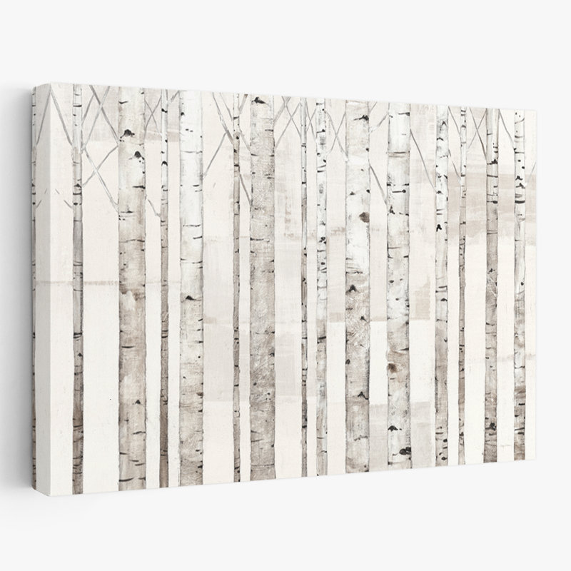 Bouleaux contemporains sur fond blanc, H 24 po x l 16 po
