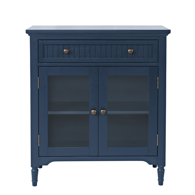 Pearce 32" Glass Door Accent Cabinet, Blue