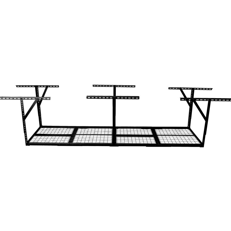 Étagère de rangement suspendue pour garage, 1,2 x 2,4 m, capacité de 272 kg, réglable de 56 à 102 cm, noire, idéale pour ranger les outils inutilisés, robuste et offrant un espace de rangement optimal. Chargement facile et rapide. Dégagement du sol.