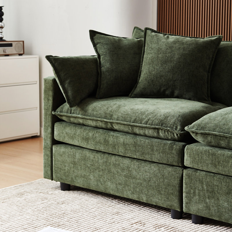 Modern 3 Seater Sectional Sofa With Ottoman