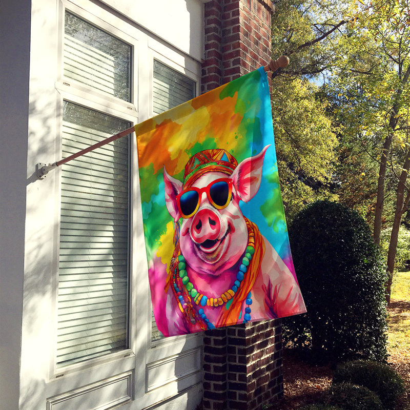 Drapeau de maison de cochon hippie