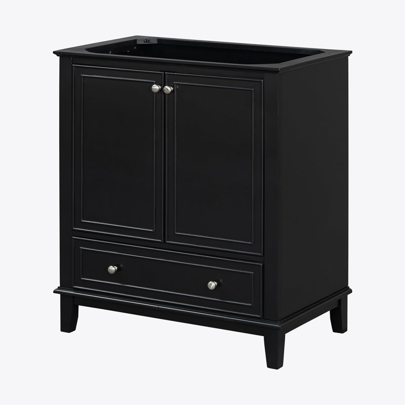 Meuble-lavabo 30 po sans lavabo, base seulement, armoire de salle de bain multifonctionnelle avec portes et tiroir, structure solide et panneau de fibres à densité moyenne