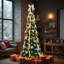 Arbre de Noël artificiel escamotable 7 pi, PVC vert, 200 DEL blanc chaud, télécommande, or et argent