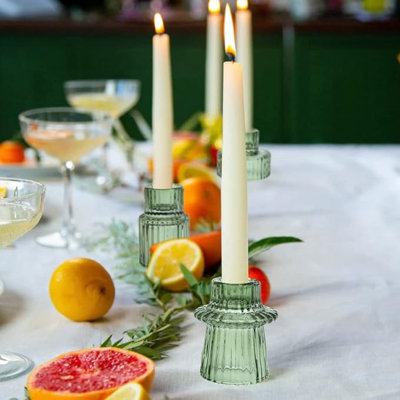 Ensemble de 3 porte-bougies effilés en verre et porte-bougies chauffe-plat pour décorations