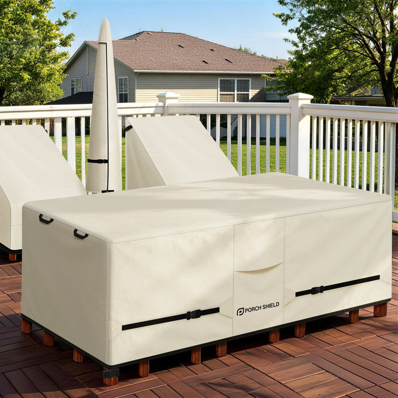  Housse pour table de patio - Housse de table et chaises d'extérieur imperméable rectangulaire - 108 x 70 po, beige