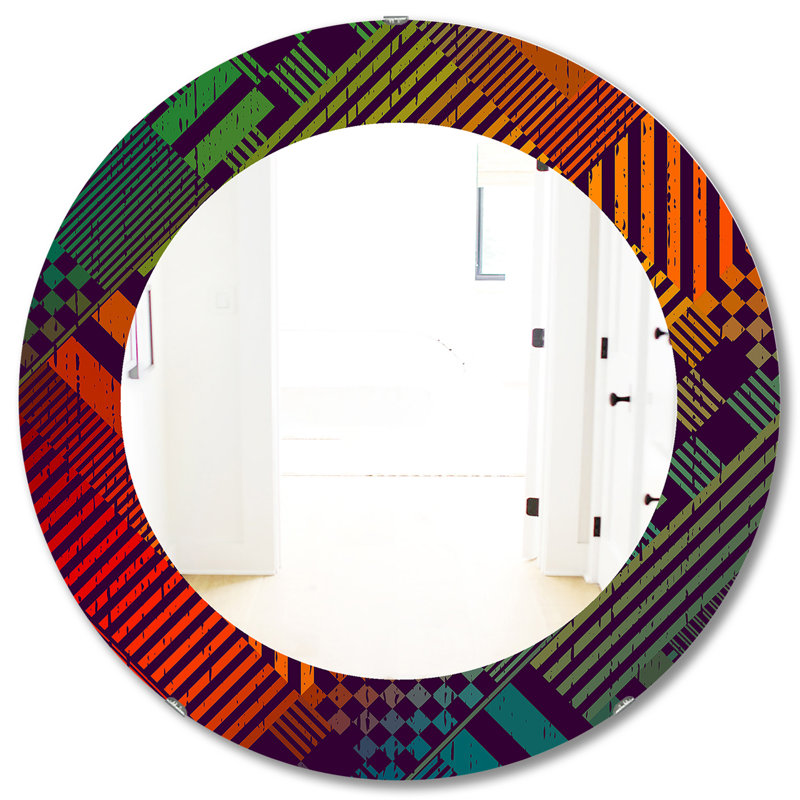 Accent Mirror, 31.5" H x 31.5" W, Grungy Geometric