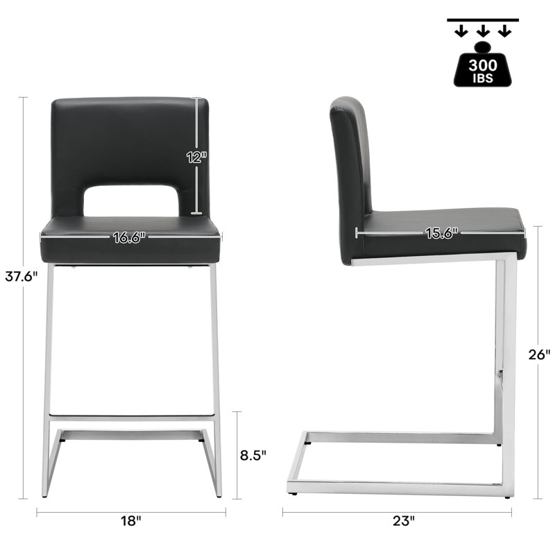 Hytham Upholstered Counter Stool, Black