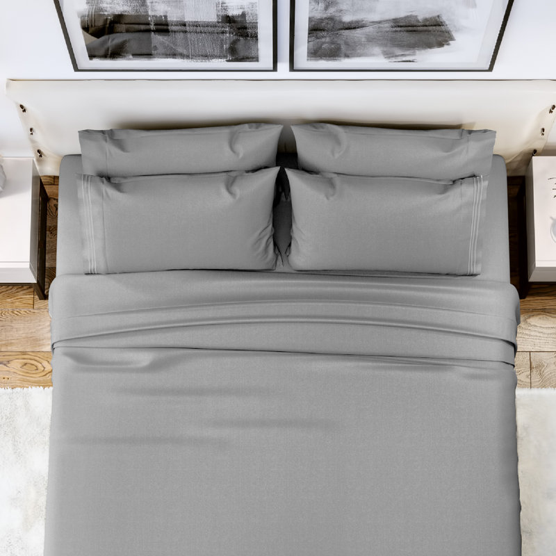  Fermeture de l'enveloppe de taies d'oreiller en microfibre brossée, Gris, Roi