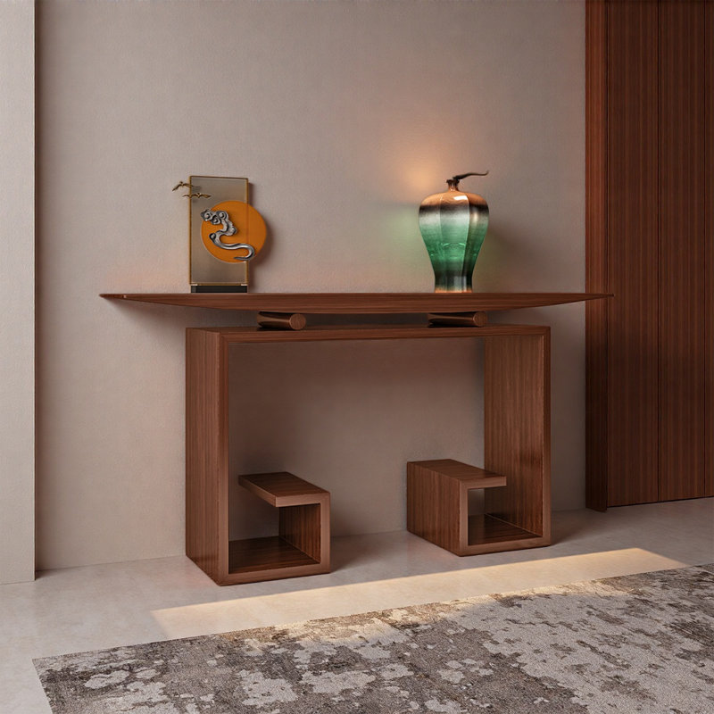 Console d'entrée moderne en bois, Noyer, H 31,5 po x l 55,12 po x P 11,81 po