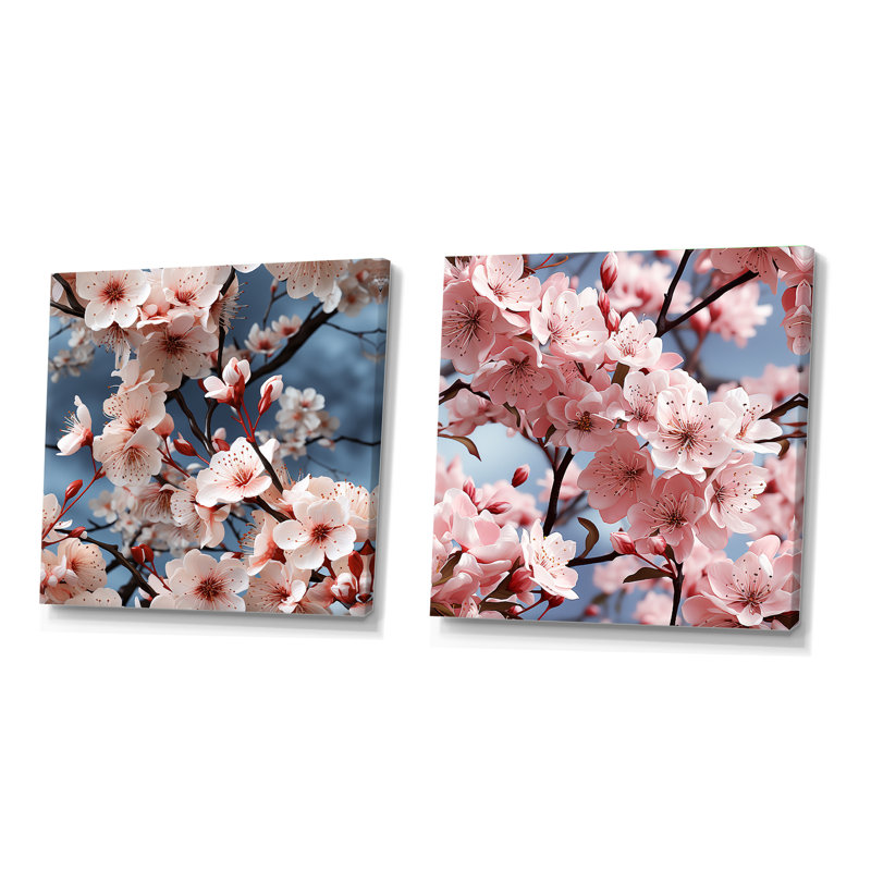 Merritt - Floral Square Collage Set Of 2, 16" H x 33" W, Wrapped Canvas
