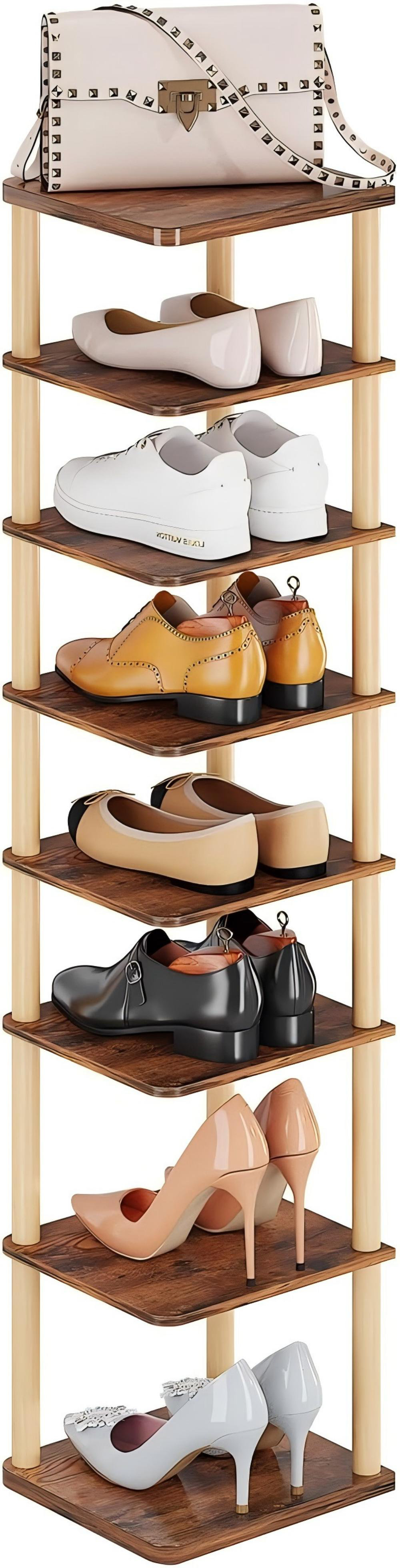 George Oliver Vertical Shoe Rack, 8-Tier Narrow Shoe Rack For Entryways ...