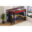 Lit mezzanine double avec bureau et garde-robe, structure de lit mezzanine avec DEL, USB intégré, noir et bleu-1609758233