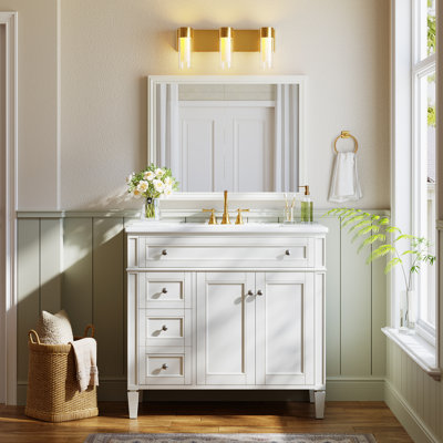 Ensemble de meuble-lavabo en bois massif 36 po et éclairage à DEL tricolore 36 po