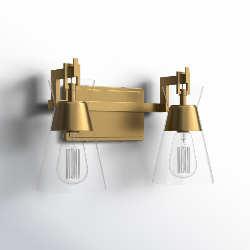 Cyclade 2 Light Transparent Dimmable Vanity Light, Brass