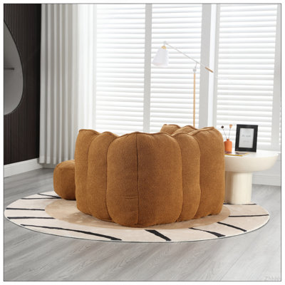 Fauteuil à billes souple avec mousse haute résilience (jetons) pour le salon et la chambre à coucher, canapé carré confortable avec repose-pieds, housse pour adultes pour jouer, lire et regarder la télévision