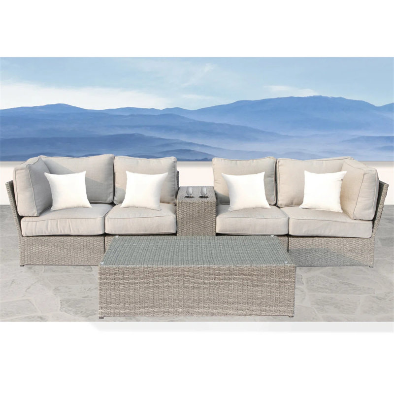 4-Seat Outdoor Wicker Conversation Set With Cushions – Fully Assembled