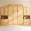 Armoire à lit escamotable en bois massif et rotin avec 2 tablettes latérales-1094482130-1094482132