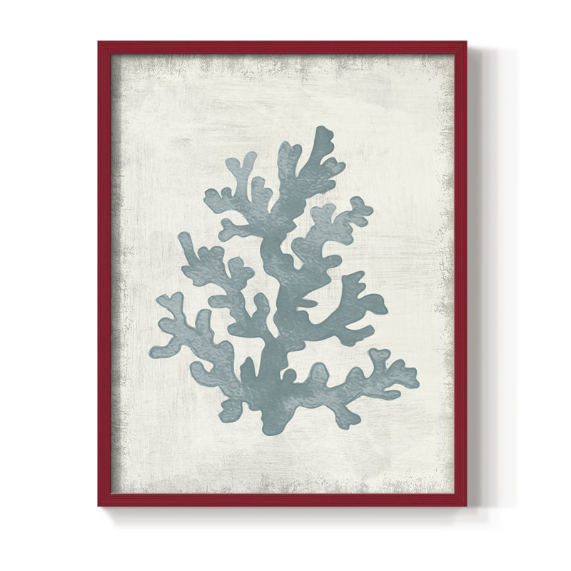 Coral Oasis II, reproduction encadrée - bois massif, H 21 po x l 17 po, Rouge