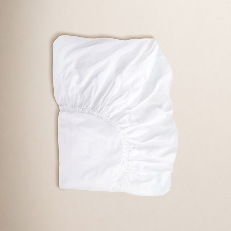 Organic Crinkled Percale Fitted Sheet, Full Fitted Sheet, Sage