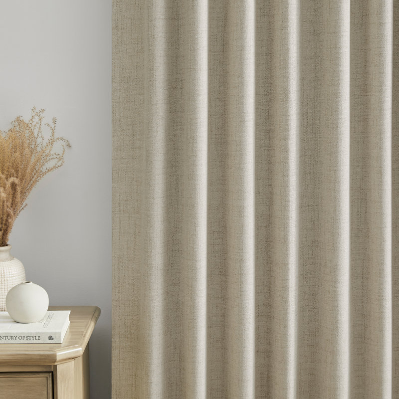 4 Pcs 100% Polyester Burlap Blackout Curtains For Bedroom Back Tab Curtains 4 Panels Set, 52" W x 84" L, Oatmeal