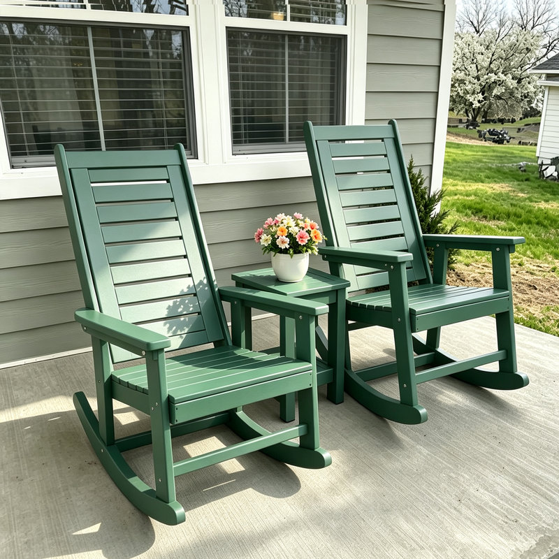 Chaise berçante d'extérieur en PEHD, Vert