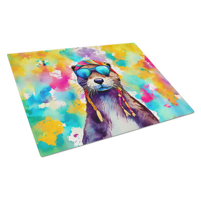 Hippie Animal Otter Glass Cutting Board