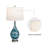 Aitkin 28" Blue Table Lamp Set with USB