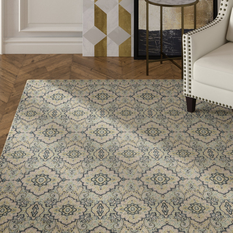 Tapis beige / bleu Moyers, Rectangle 5 pi x 8 pi