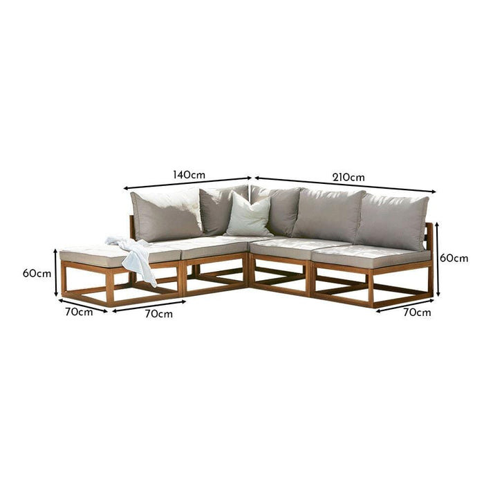 Rimasha Garden Lounge Set with Cushions, Beige