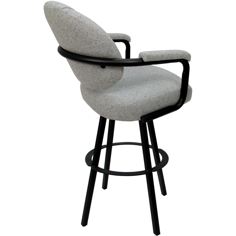 Tabouret de comptoir pivotant 30 po Mahlum, Mélange de polyester ardoise / cadre noir