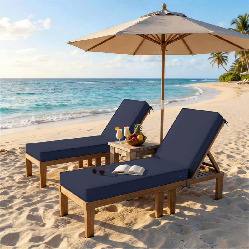 Coussin de chaise longue d'extérieur Wynee, L 25,8 po x P 79,75 po, Marine