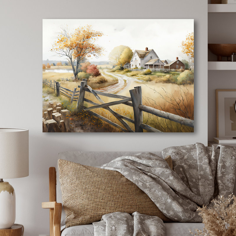 Belle grange au printemps III - art mural paysage de grange, Toile tendue, 12" H x 20" W