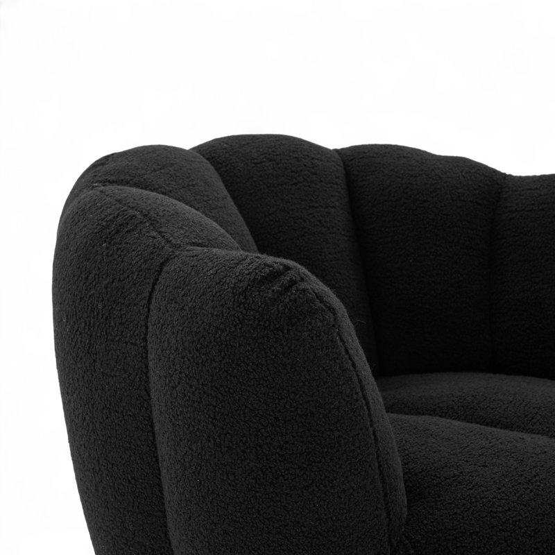 Alivya Upholstered Swivel Barrel Chair, Black