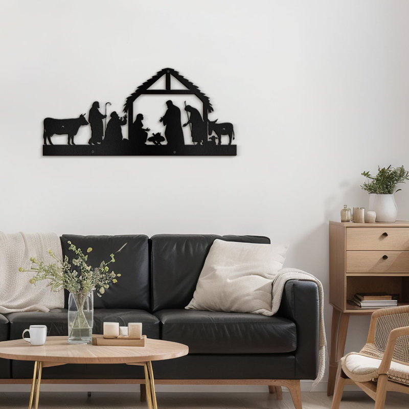 Décoration murale en métal, H 6 po x l 18 po x P 0,05 po, Noir