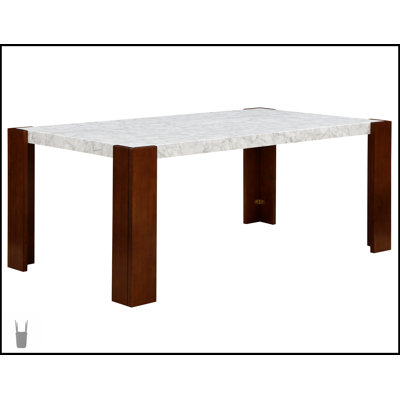 Table de salle à manger Hettie avec plateau en pierre reconstituée et six chaises assorties, parfaite pour les maisons modernes et traditionnelles