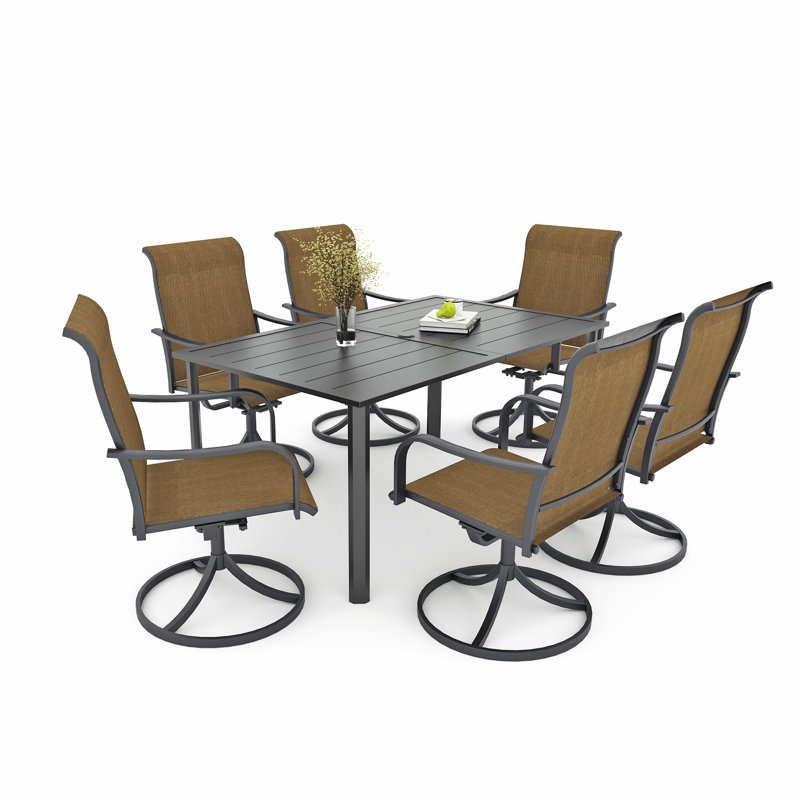 6 - Person Rectangular Steel Outdoor Dining Se, Yellow