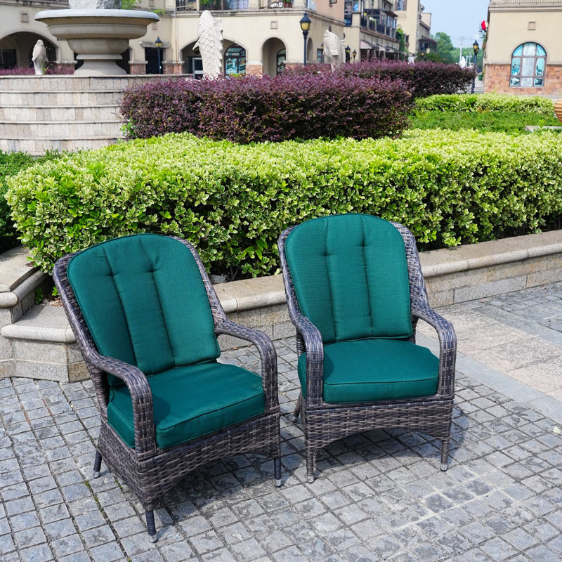 Chaise de patio avec coussin Iyman, Vert, Brun