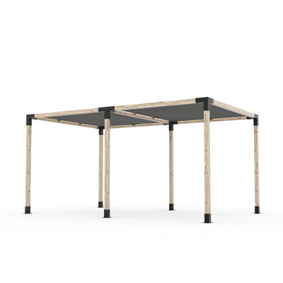 Toja 10' X 16' Double Pergola Kit With 2 Shade Sails For 4X4 Wood Posts