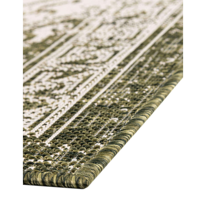 Tapis intérieur / extérieur bleu Alvenia Southwestern, Rectangle 3 pi 3 po x 5 pi 3 po