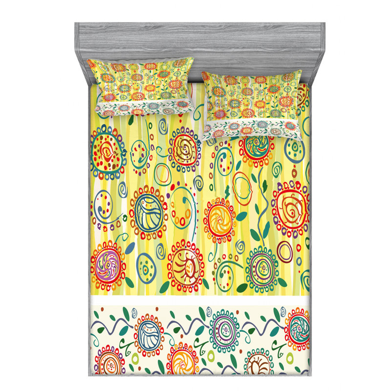 Microfiber Paisley Sheet Set, Full/Double Sheet Set with Fitted Sheet